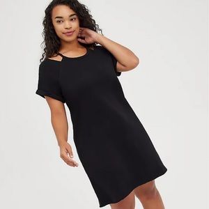 Torrid Cold Shoulder Dress Cozy Fleece Black